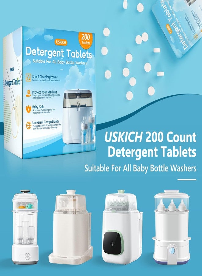 USKICH 200Pcs Detergent Washing Tablets for Momcozy,Deep Cleaning Baby Brezza Bottle Washer,Compatible with All Brands Baby Bottle Washers - Image 4